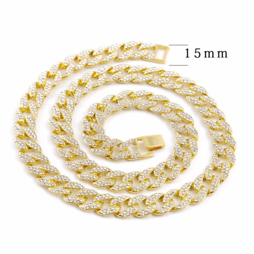 Hip Hop Iced Out Necklace Cuban Link Chain - Picture 3 of 6